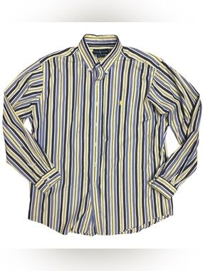 Ralph Lauren Men’s Yellow, Navy & White Striped Button-Down Shirt